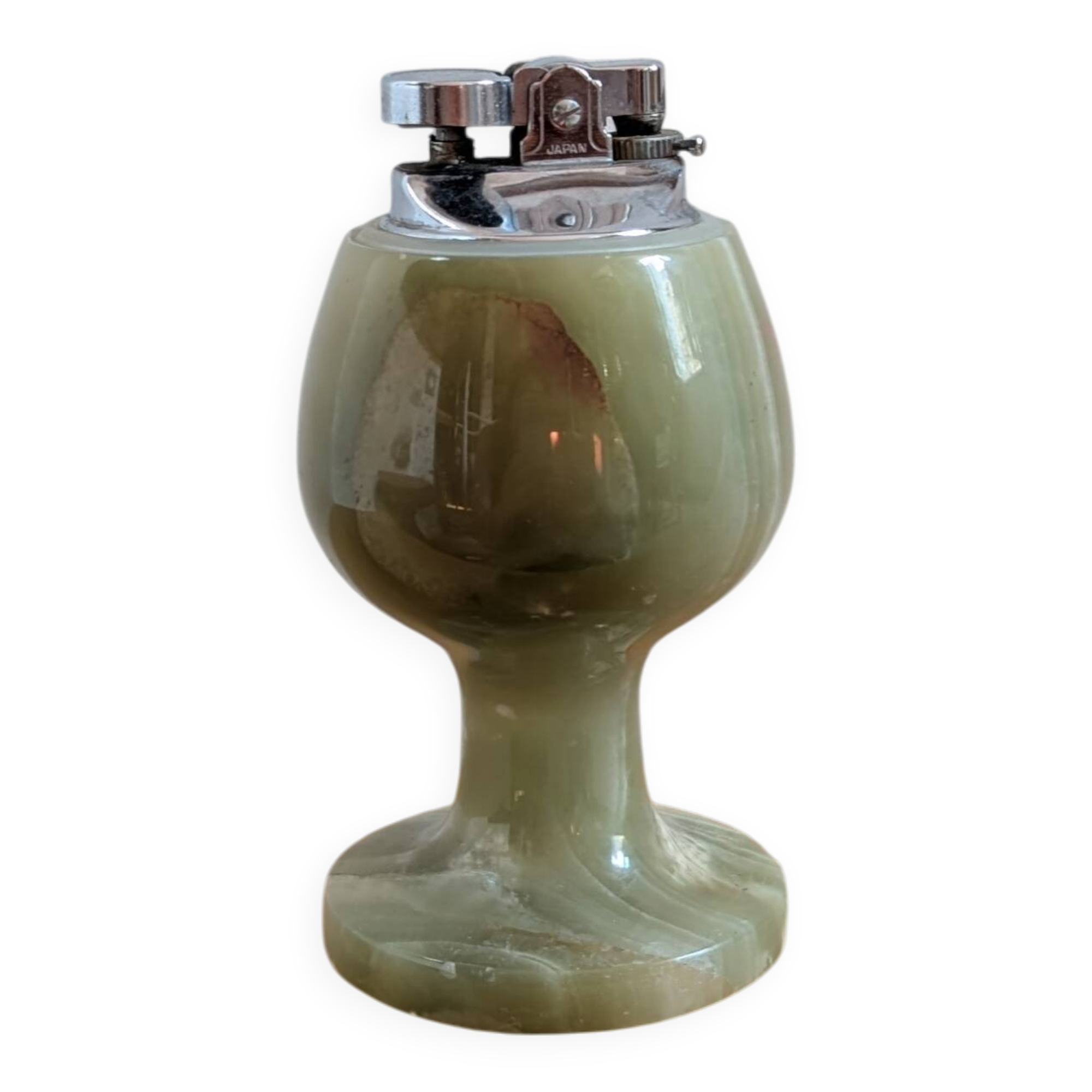 Vintage green onyx table lighter – 1970s style