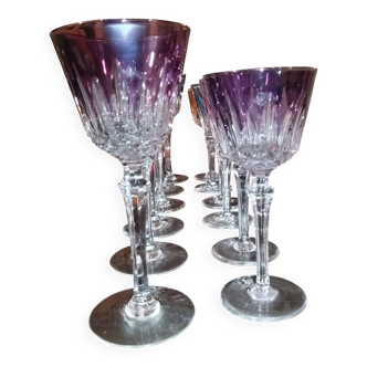 Set of 12 colored crystal wine glasses – Fains les Sources Glassworks