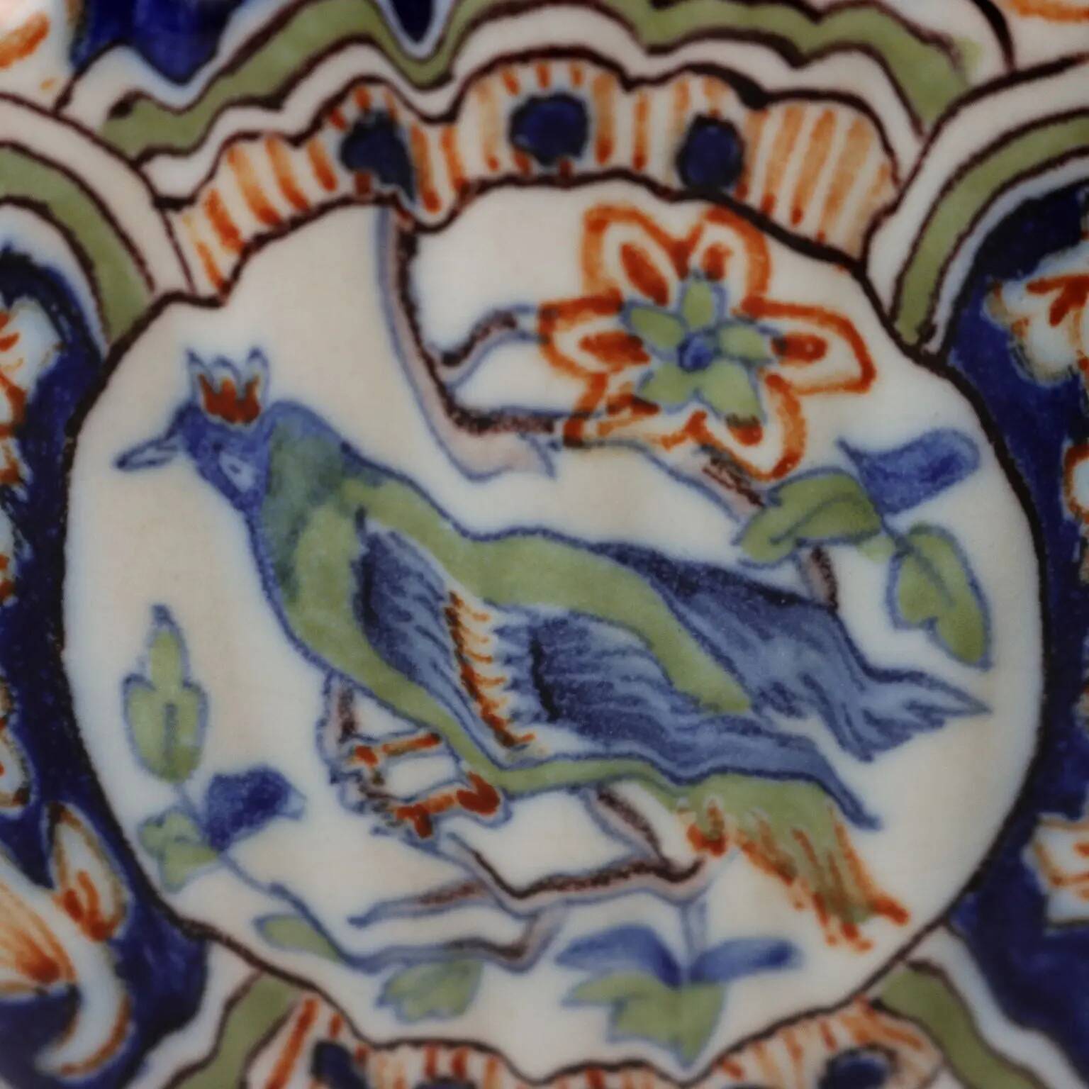 Ancient vase fully decorated with ceramic plants, 20th century.