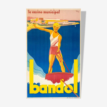 Affiche original Bandol Le Casino Municipal par André Bermond 1930 - Petit Format - On linen