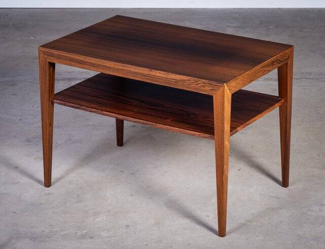 Side Table in Rosewood with Magazine Rack by Severin Hansen for Haslev Møbelsnedkeri, 1950s