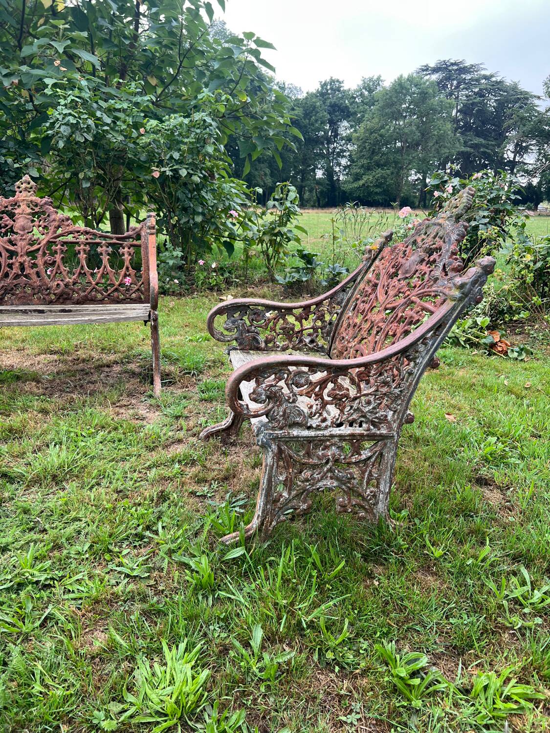 Sculpted cast iron garden furniture