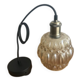 Vintage Lightly Smoked Glass Globe Pendant Light Electrical System New