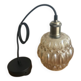 Vintage Lightly Smoked Glass Globe Pendant Light Electrical System New