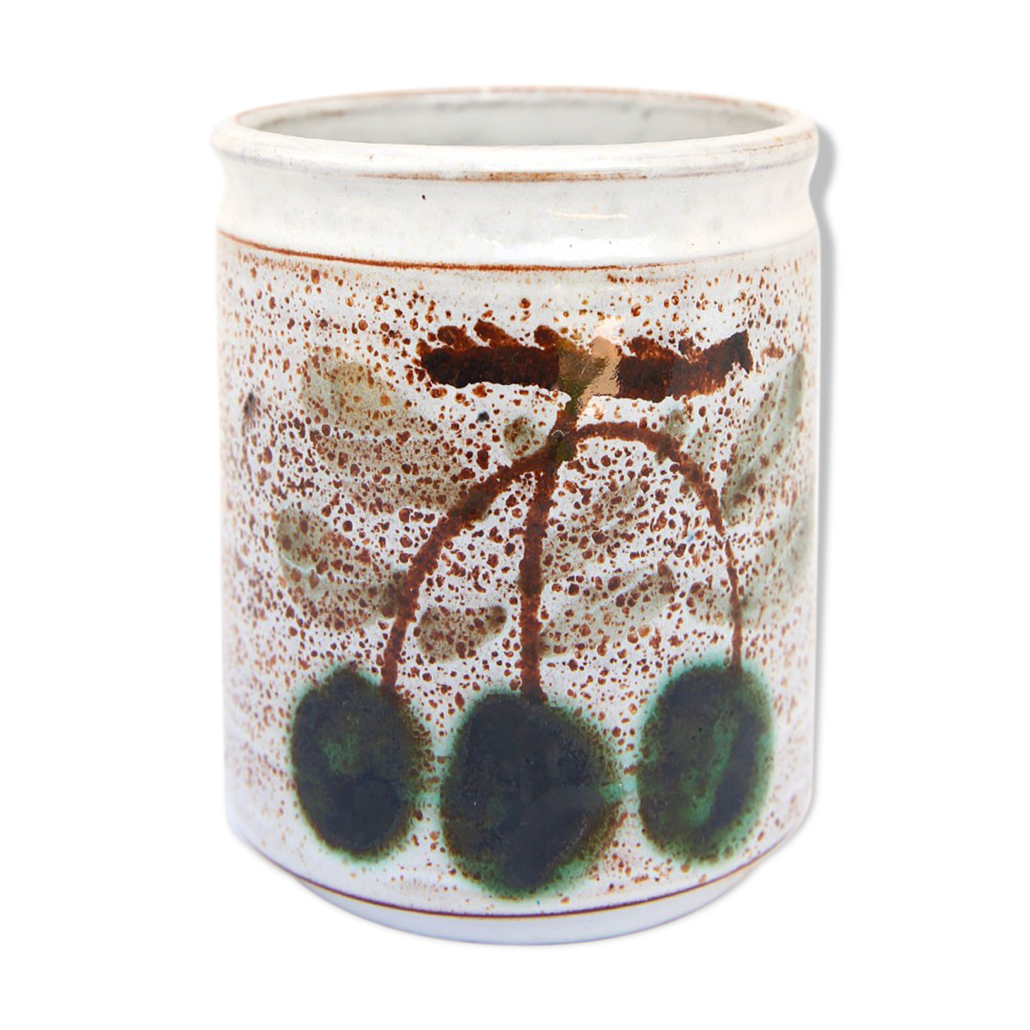 Ceramic pot and cherries by Michel Barbier, Vallauris