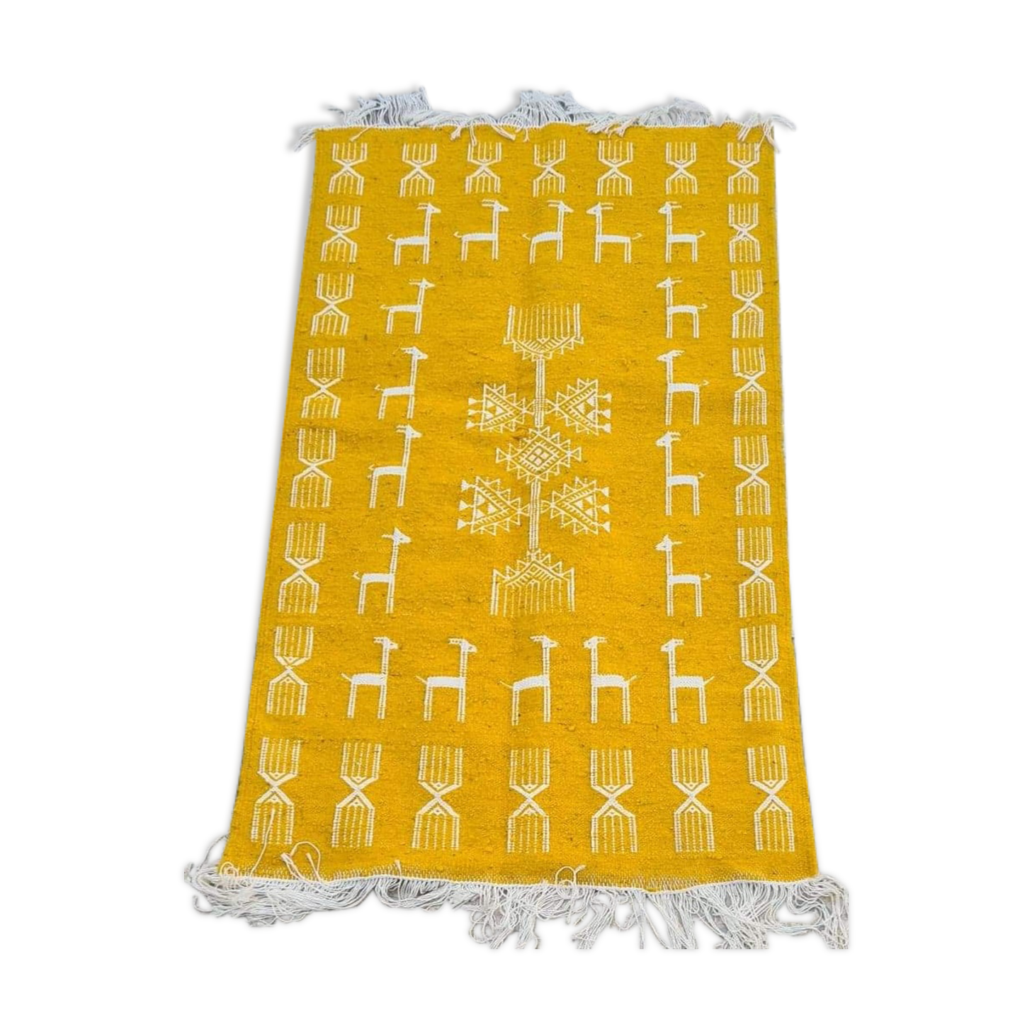 Berber yellow and white carpet 115x63cm