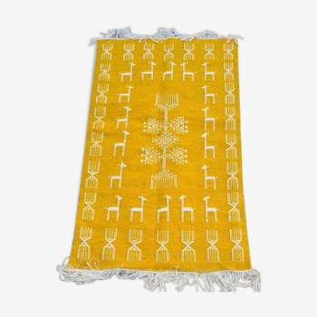 Tapis jaune et blanc berbère 115x63cm