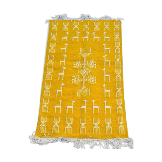 Tapis jaune et blanc berbère 115x63cm