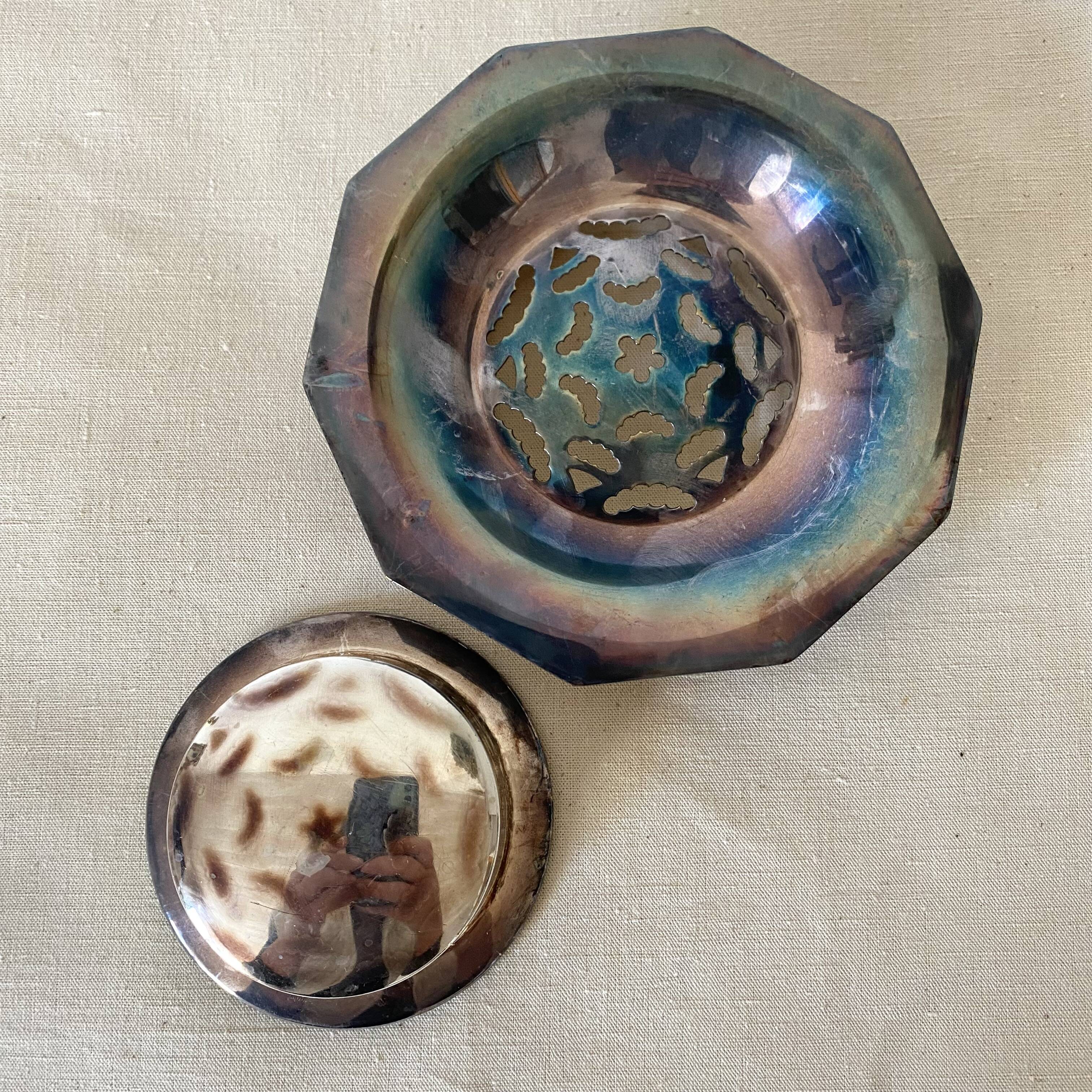 Silver-plated shell butter dish