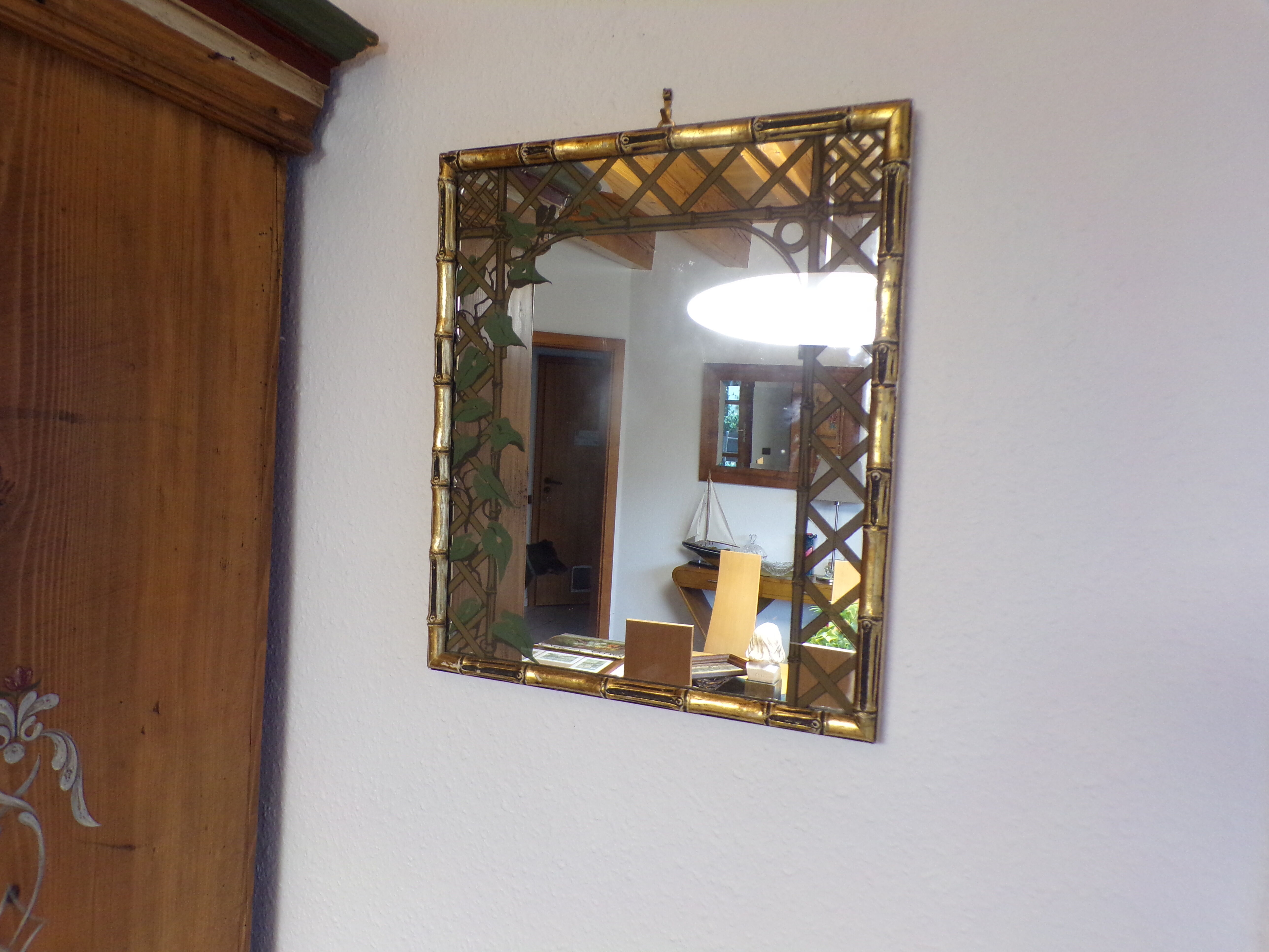 Vintage Hand printed Mirror by Braddell Enterprises | 1970s/80s