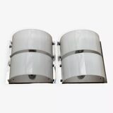 Pair of Italian wall lights in white lucite, mid-20th century