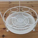 Dessert perforated sheet metal and white wrought iron, round, by Fermob