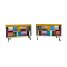 Pair of colored glass bedside tables - Italy - 80s