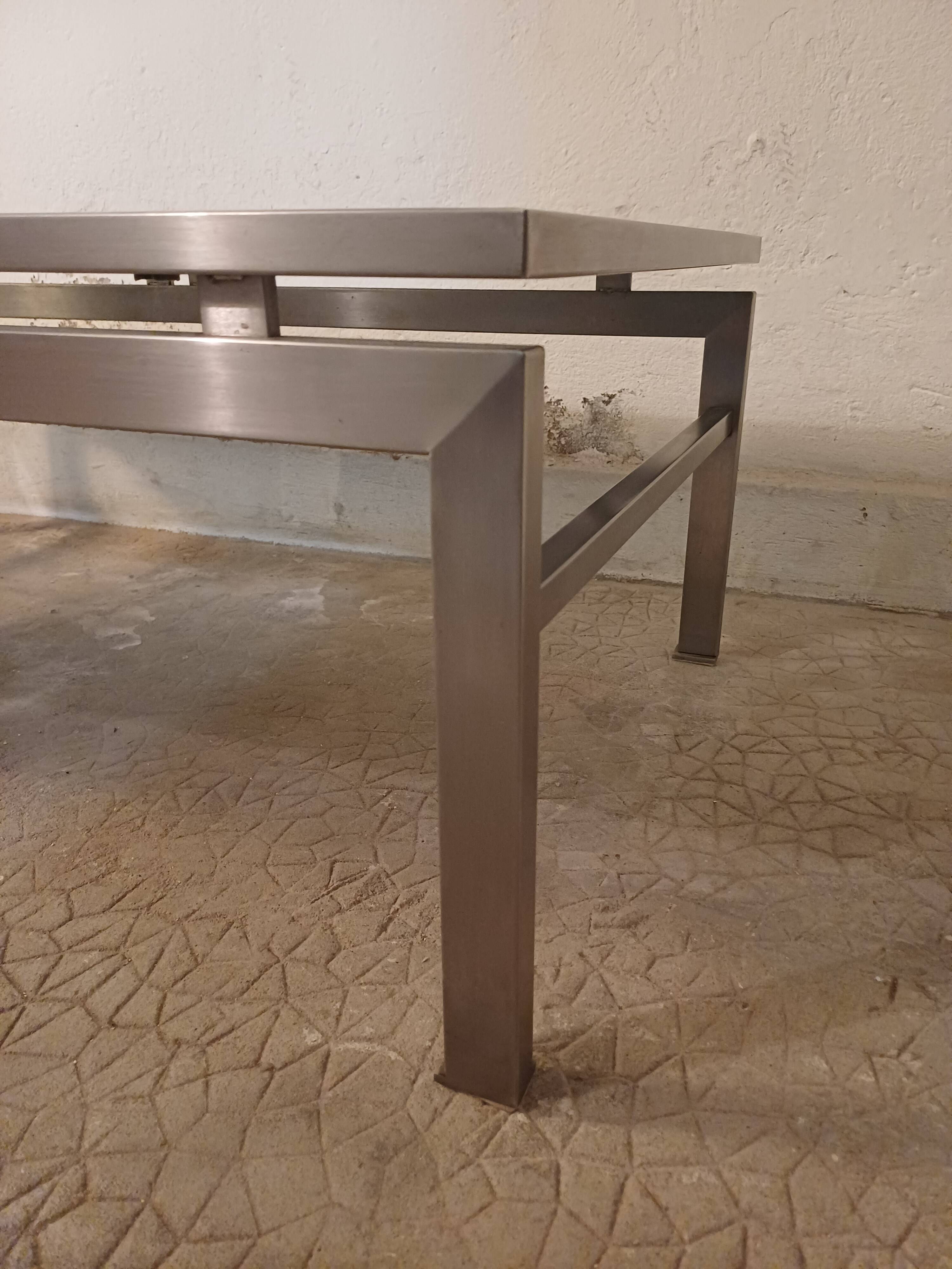 Table basse design vintage verre fumé