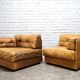 Cognac leather patchwork modular sofa or daybeds, 1970s