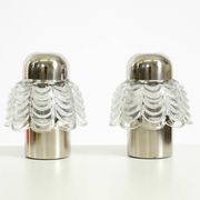 Two large, rare 1960s metal and glass table lamps by VEB Narva Leuchtenbau