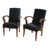 Paire de Fauteuils bridges des années 40, très chic