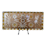 Plat rectangulaire cristal de bohême Walther Glas motif jaune et fleur