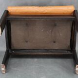 1960s Brown Leather Oak Stool, Denmark