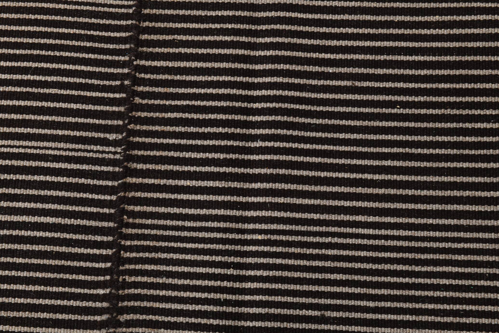 6x9 Gray & Black Striped Vintage Kilim Rug, 183x269Cm