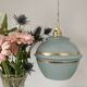 Vintage art deco tulip pendant light in blue and gold glass