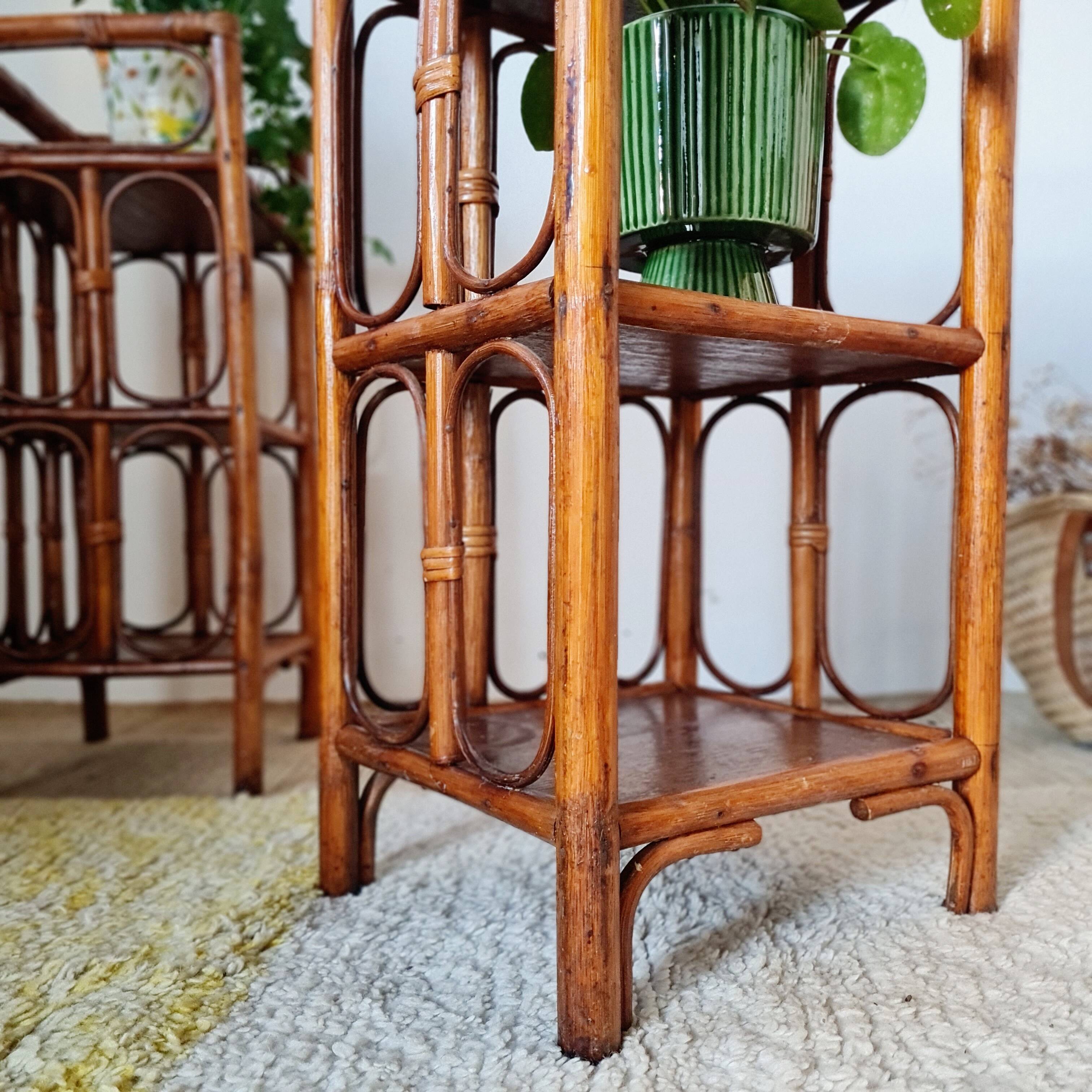 Pair of rattan shelves - antique bedside tables