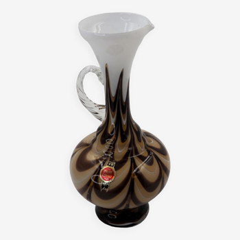 Design brown and white marbled glass Vase "Opaline Florence" by Vetreria Barbieri