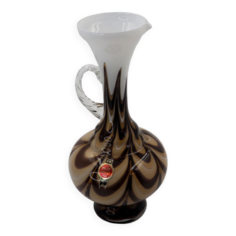 Design brown and white marbled glass Vase "Opaline Florence" by Vetreria Barbieri