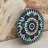Antique brass plate enameled decor mandala vintage #b161