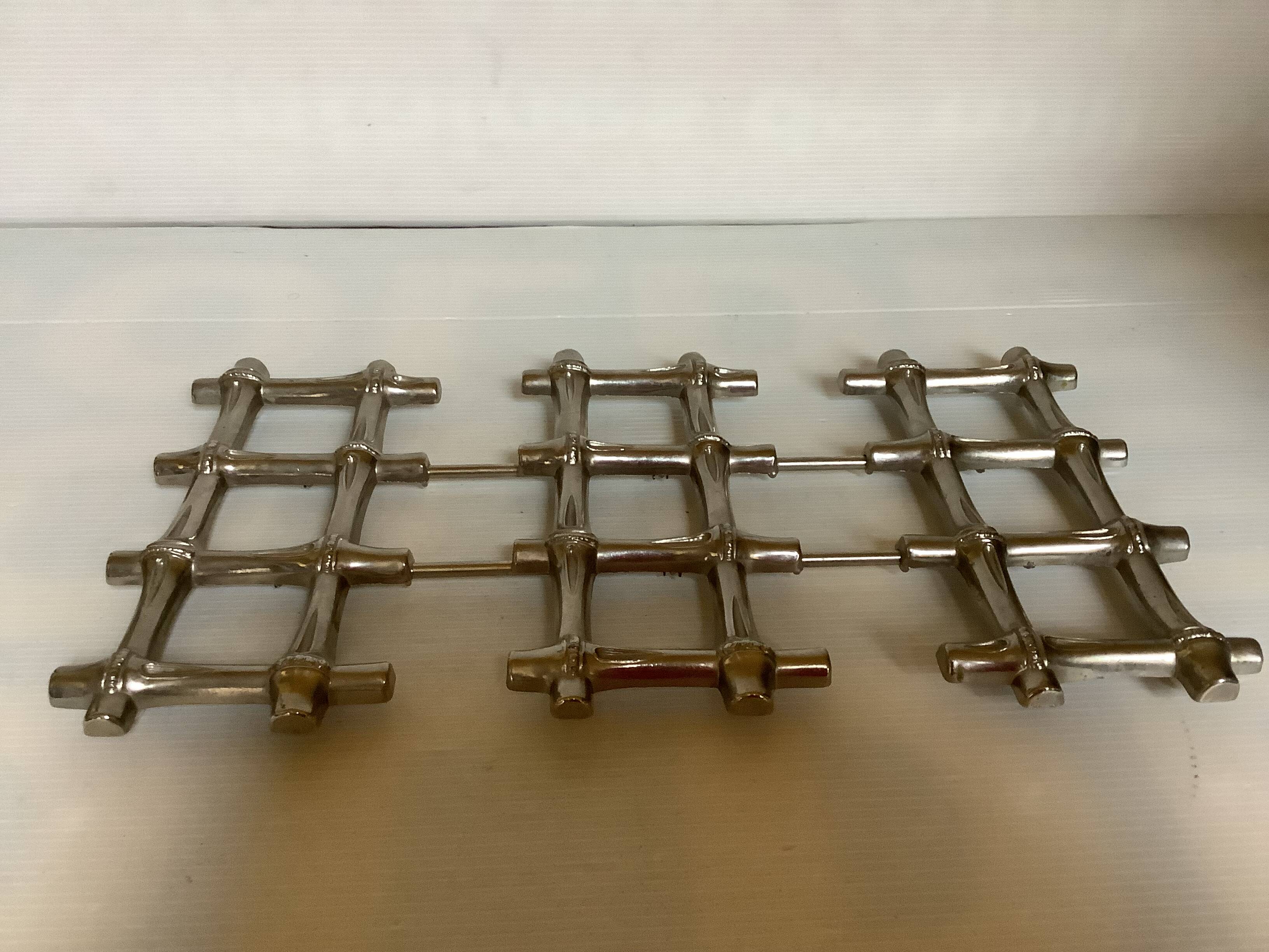 Large silver-plated bamboo trivet