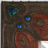 Miroir Art Nouveau à décor de paon peint à la main, France vers 1915