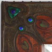 Art Nouveau mirror with hand painted peacock decoration, France ca. 1915