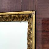 Wall Mirror with Ebonized Beech Frame and Cast Brass Details, Italy