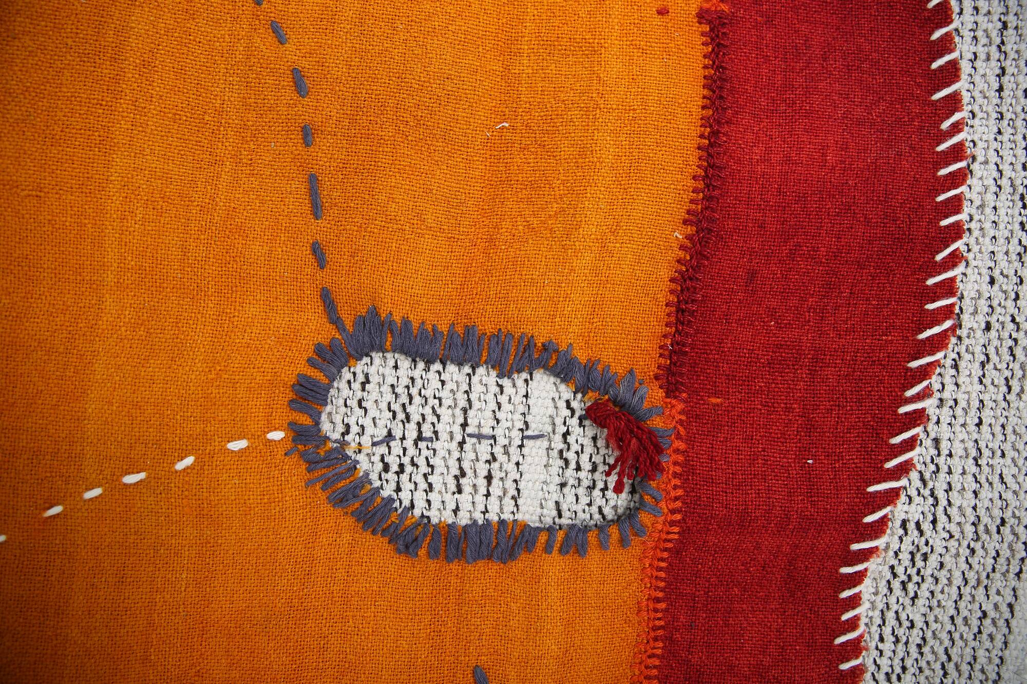 Handwoven Textile Wall Hanging, Vintage Wall Rug, 106x156 Cm