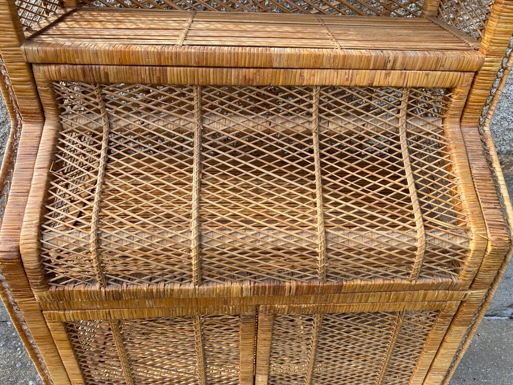 Cabinet library secretary wicker rattan year 60/70