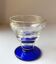4 old liquor glasses, blue feet and engraved glass