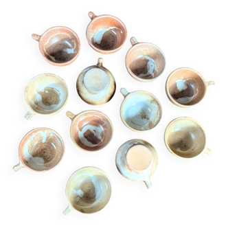 set of 12 vintage stoneware mugs