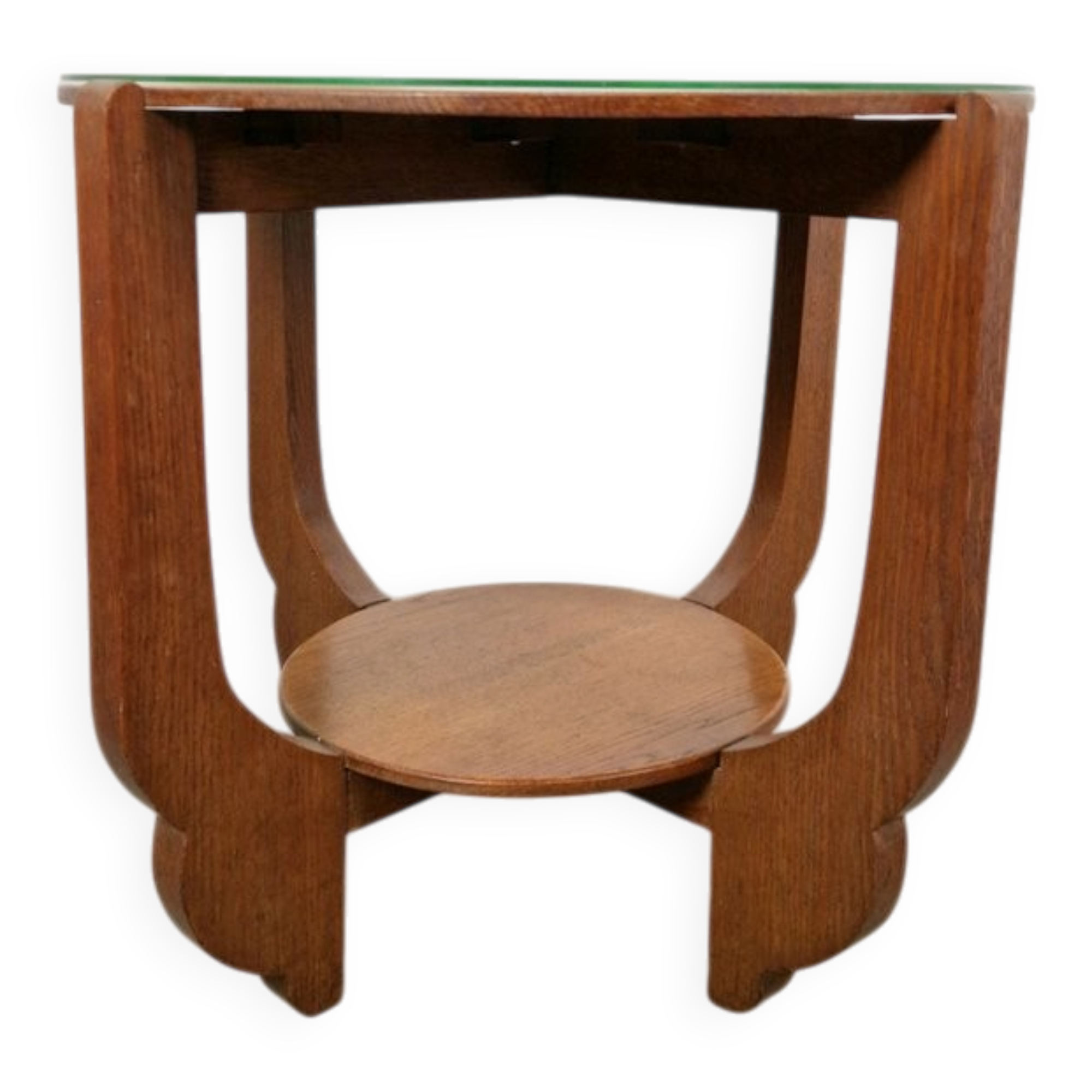 Table d'appoint en chêne rond de style Art Déco, années 1930