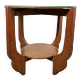 Table d'appoint en chêne rond de style Art Déco, années 1930