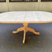 Table à manger ronde extensible pied central rénovée en bois massif 200cm