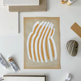 "stripes" original painting on vintage paper