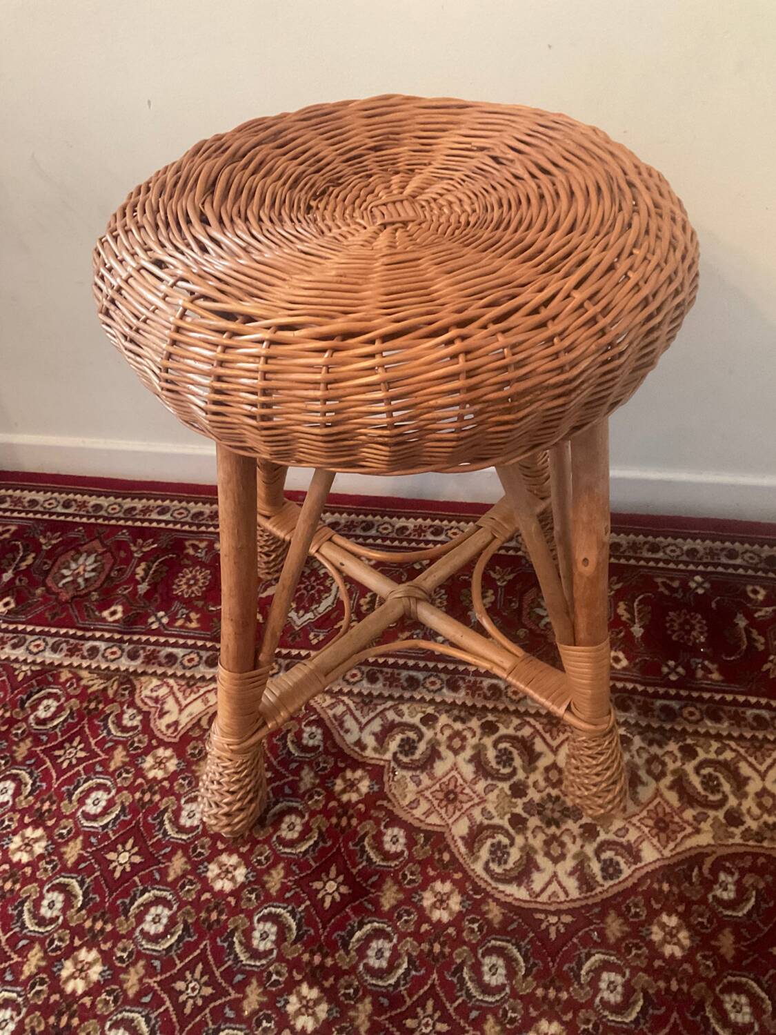 Vintage rattan and wicker stool