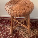 Vintage rattan and wicker stool