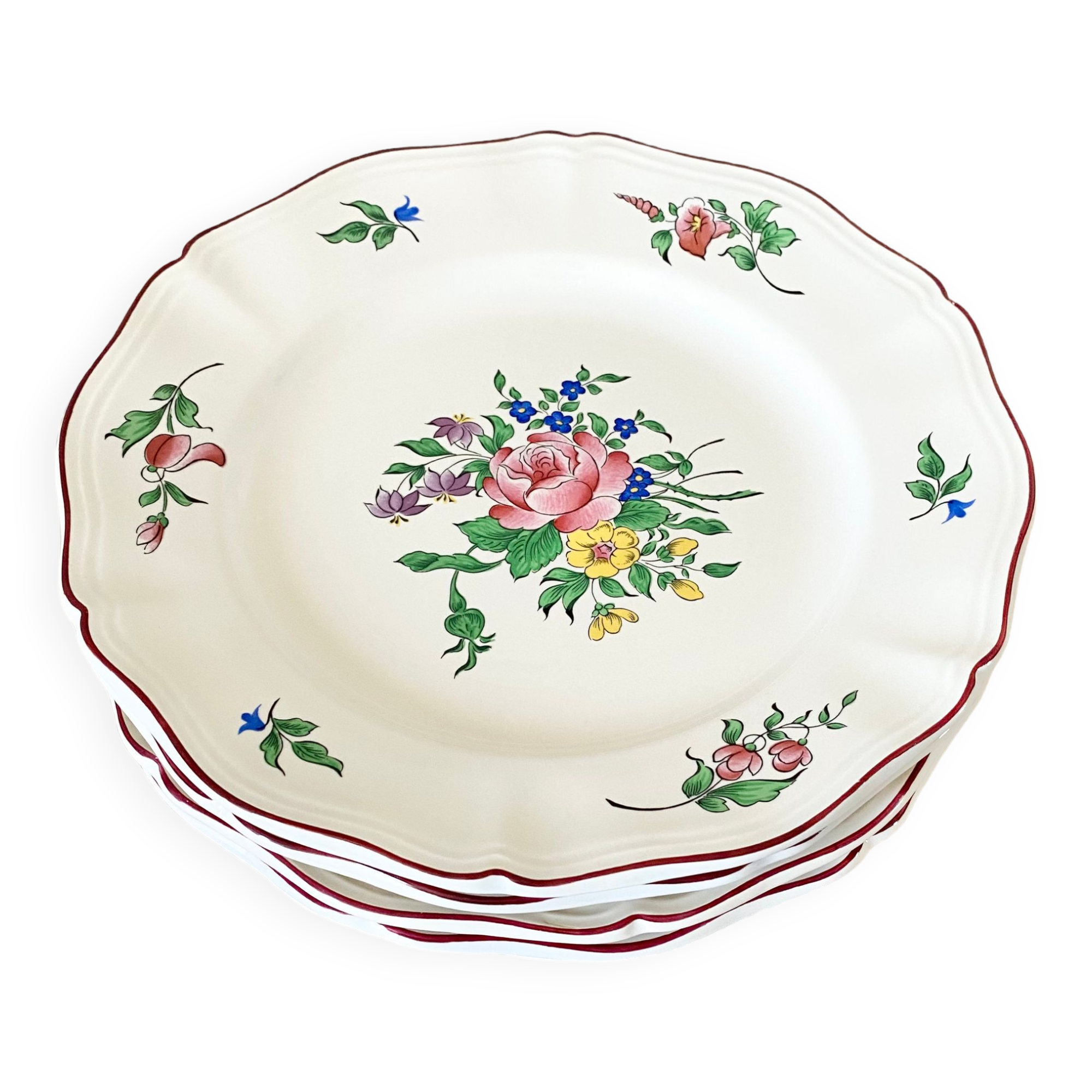 Set of 4 flat plates lunéville