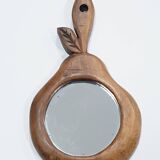 Hand carved wooden pear mirror
