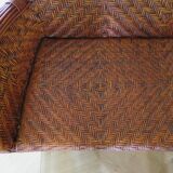 Two-seater banquette in woven rattan, wood and bamboo, 1980s.