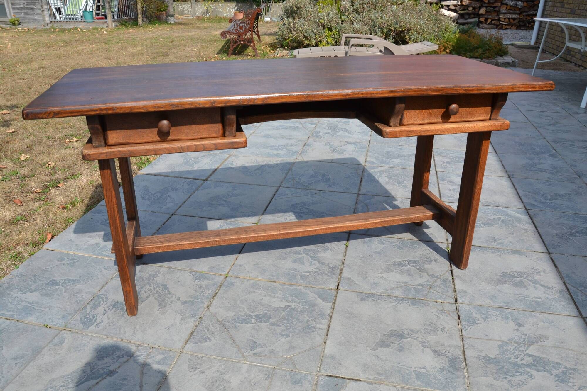 Bureau/table de ferme "brutaliste" chêne massif