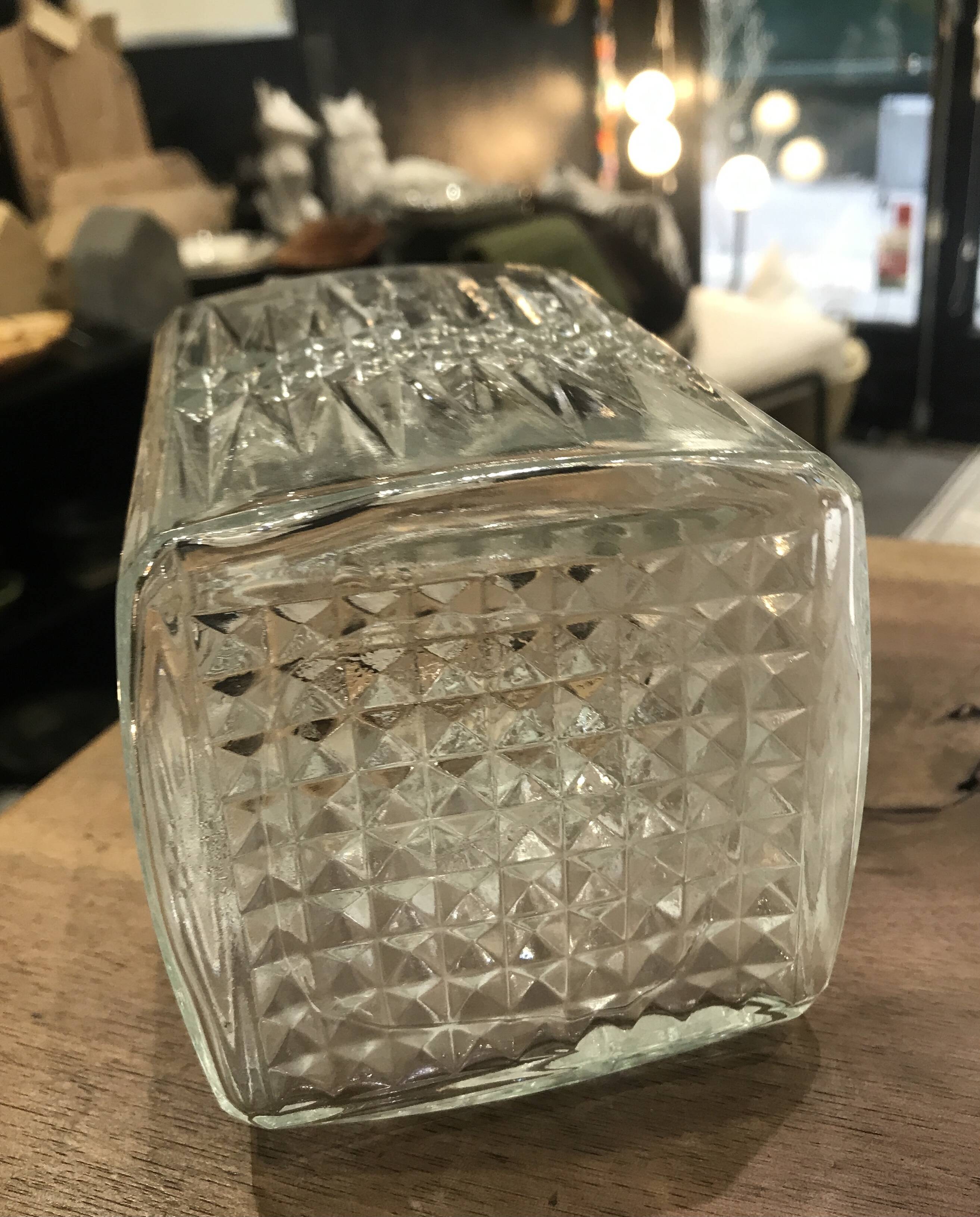 Vintage embossed glass whiskey decanter