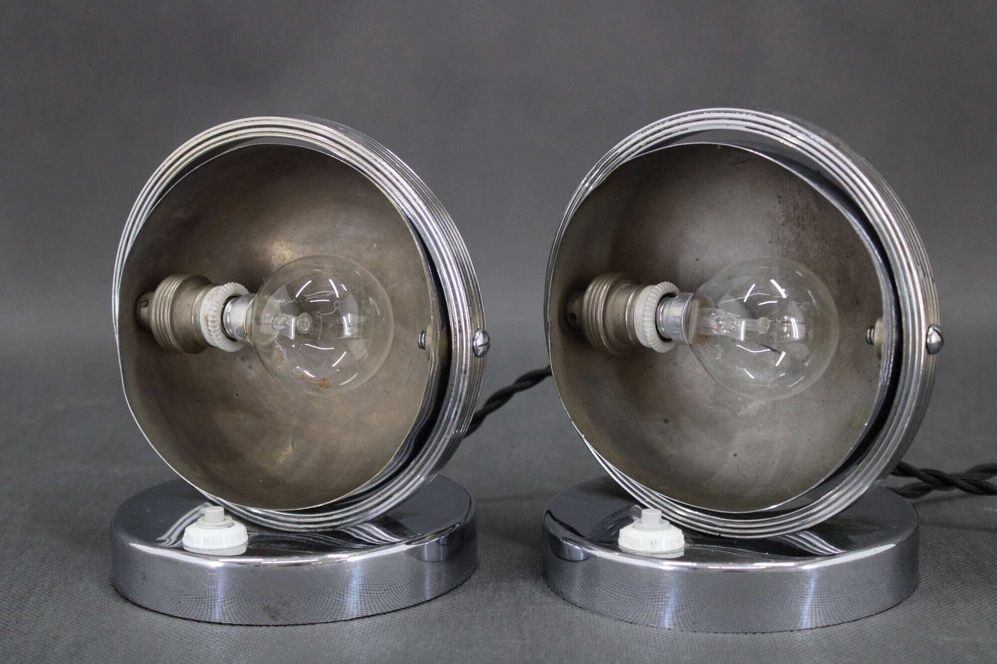 Pair of Bauhaus bedside lamps from the 1930s, Czechoslovakia