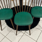 Set of pedestal table and 3 vintage bistro chairs from the 1960s